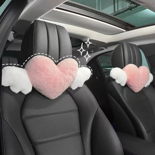 Winged Heart Car Seat Neck Pillow – Plush Comfort with Elastic Strap – Ideal Valentine’s Day & Special Occasion Gift - Home Fads