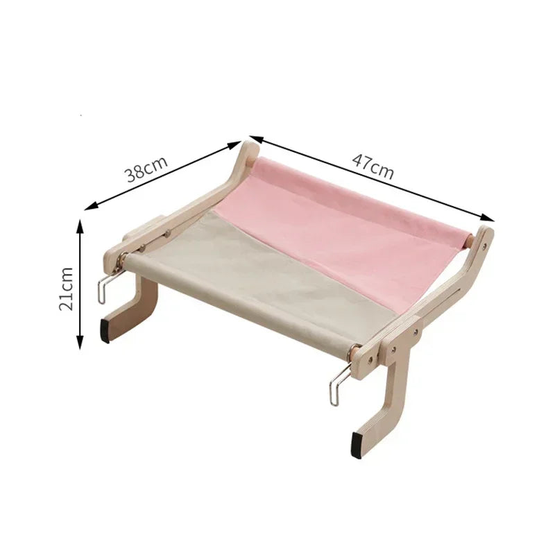 Wooden Cat Window Hammock Bed – Detachable Hanging Perch with Washable Cotton Canvas, Easy No-Drill Installation, Holds up to 40 lbs - Home Fads
