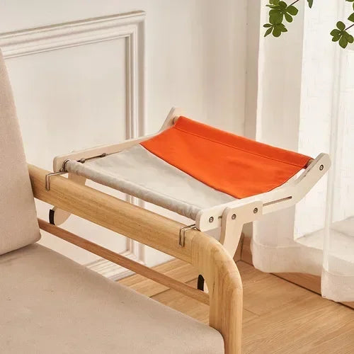 Wooden Cat Window Hammock Bed – Detachable Hanging Perch with Washable Cotton Canvas, Easy No-Drill Installation, Holds up to 40 lbs - Home Fads