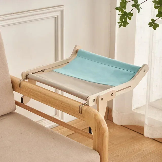 Wooden Cat Window Hammock Bed – Detachable Hanging Perch with Washable Cotton Canvas, Easy No-Drill Installation, Holds up to 40 lbs - Home Fads