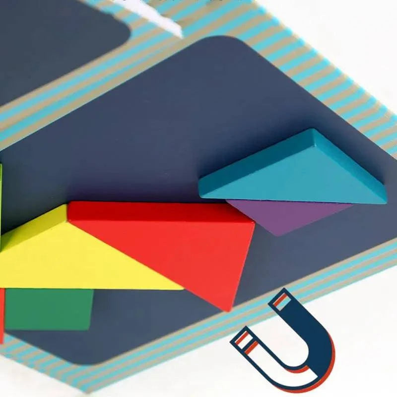 Wooden Geometric Magnetic Tangram Puzzle Book - Educational Toy for Children - Home Fads