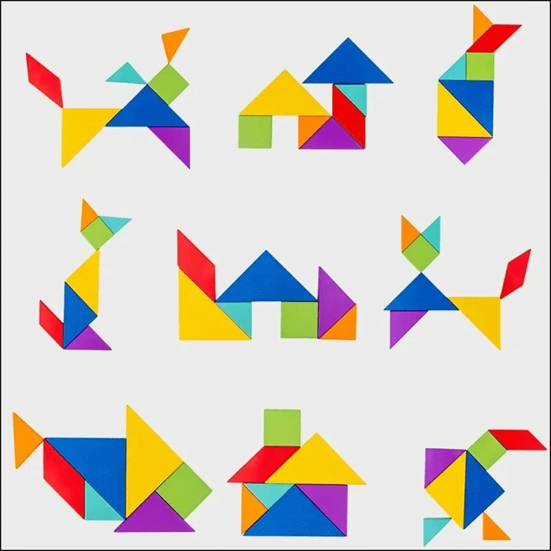 Wooden Geometric Magnetic Tangram Puzzle Book - Educational Toy for Children - Home Fads