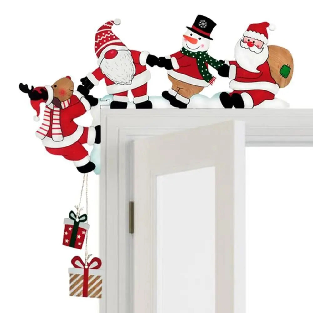 Wooden Holiday Door Frame Décor – Santa, Snowman, and Reindeer Design – Festive Wooden Pendant for Home, Party, and Seasonal Decoration - Home Fads