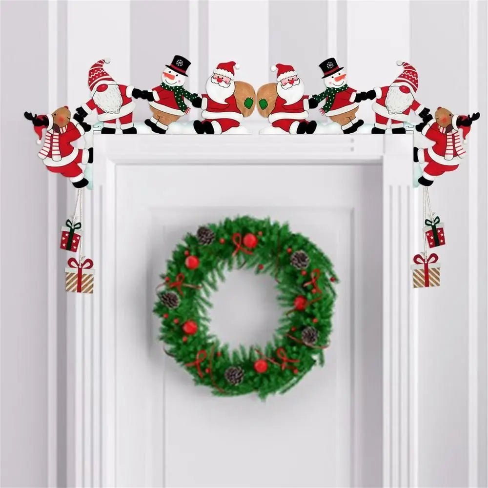 Wooden Holiday Door Frame Décor – Santa, Snowman, and Reindeer Design – Festive Wooden Pendant for Home, Party, and Seasonal Decoration - Home Fads