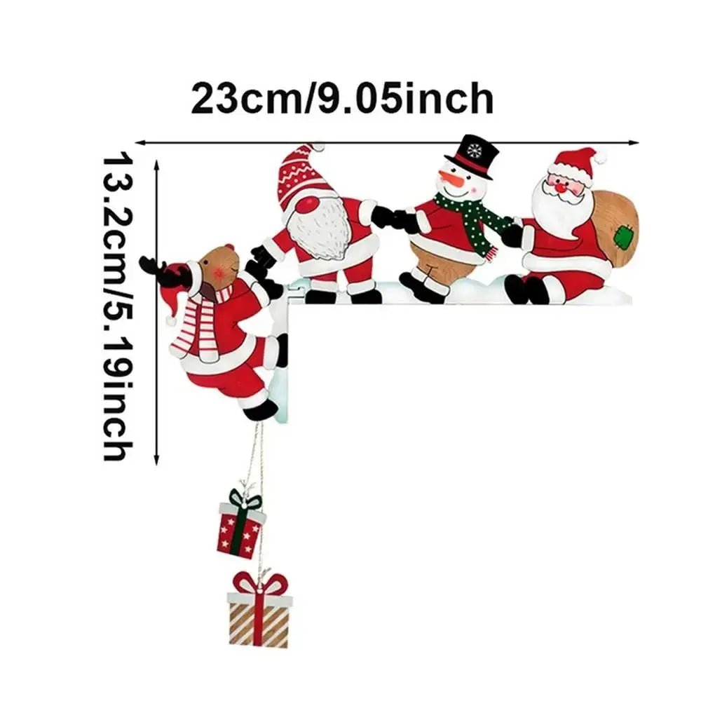 Wooden Holiday Door Frame Décor – Santa, Snowman, and Reindeer Design – Festive Wooden Pendant for Home, Party, and Seasonal Decoration - Home Fads