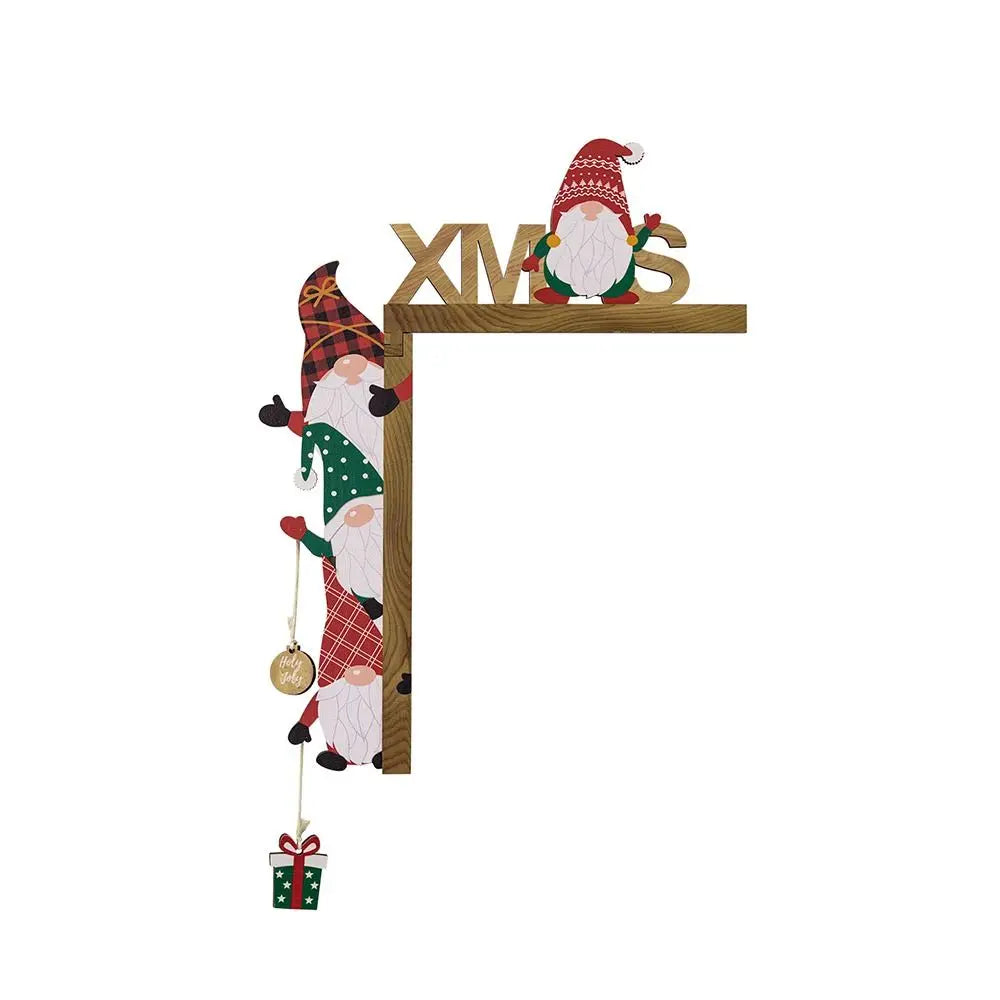 Wooden Holiday Door Frame Décor – Santa, Snowman, and Reindeer Design – Festive Wooden Pendant for Home, Party, and Seasonal Decoration - Home Fads