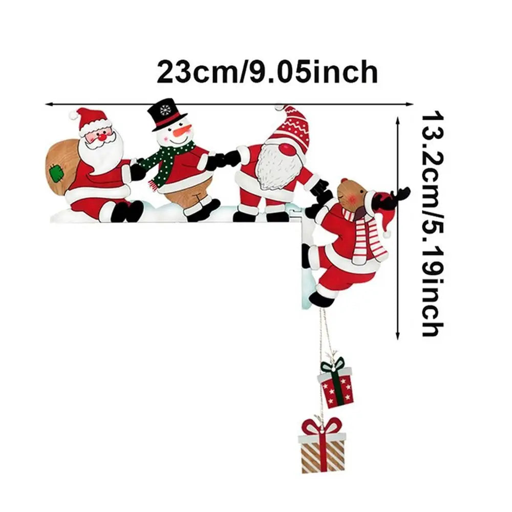 Wooden Holiday Door Frame Décor – Santa, Snowman, and Reindeer Design – Festive Wooden Pendant for Home, Party, and Seasonal Decoration - Home Fads