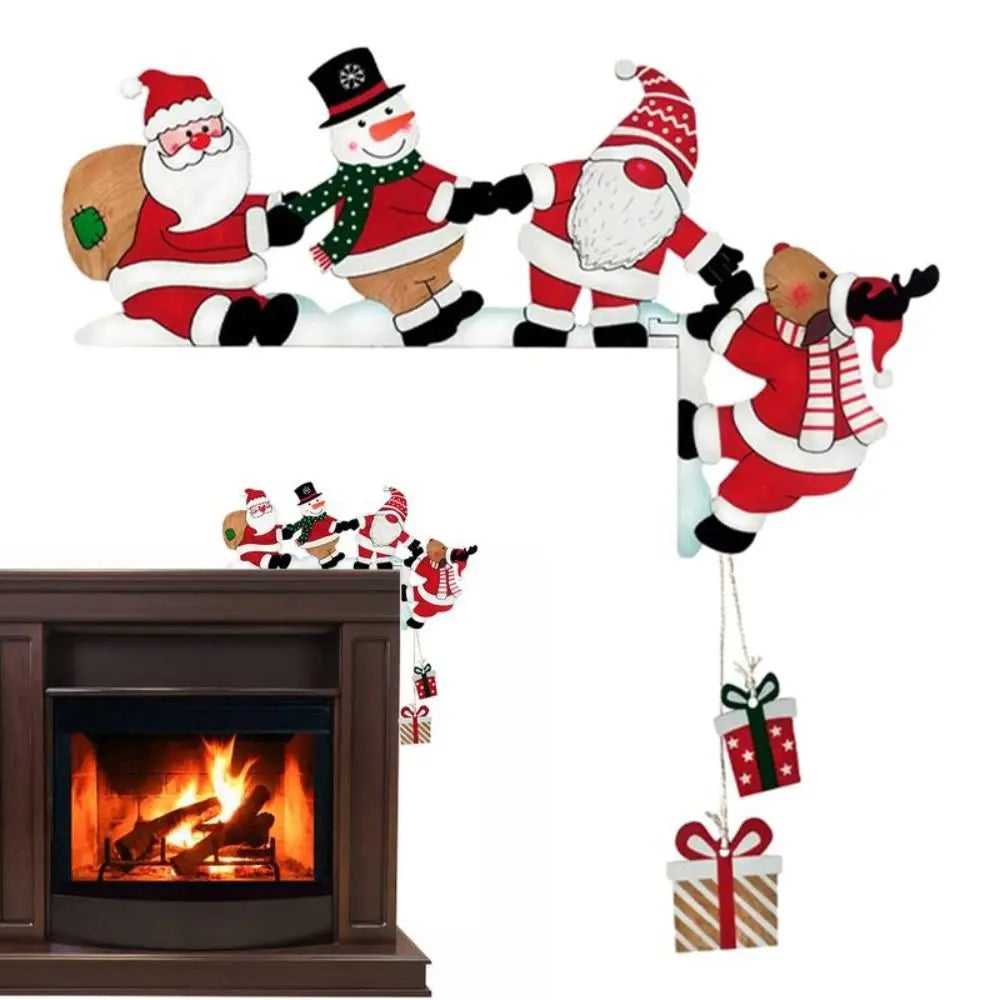 Wooden Holiday Door Frame Décor – Santa, Snowman, and Reindeer Design – Festive Wooden Pendant for Home, Party, and Seasonal Decoration - Home Fads