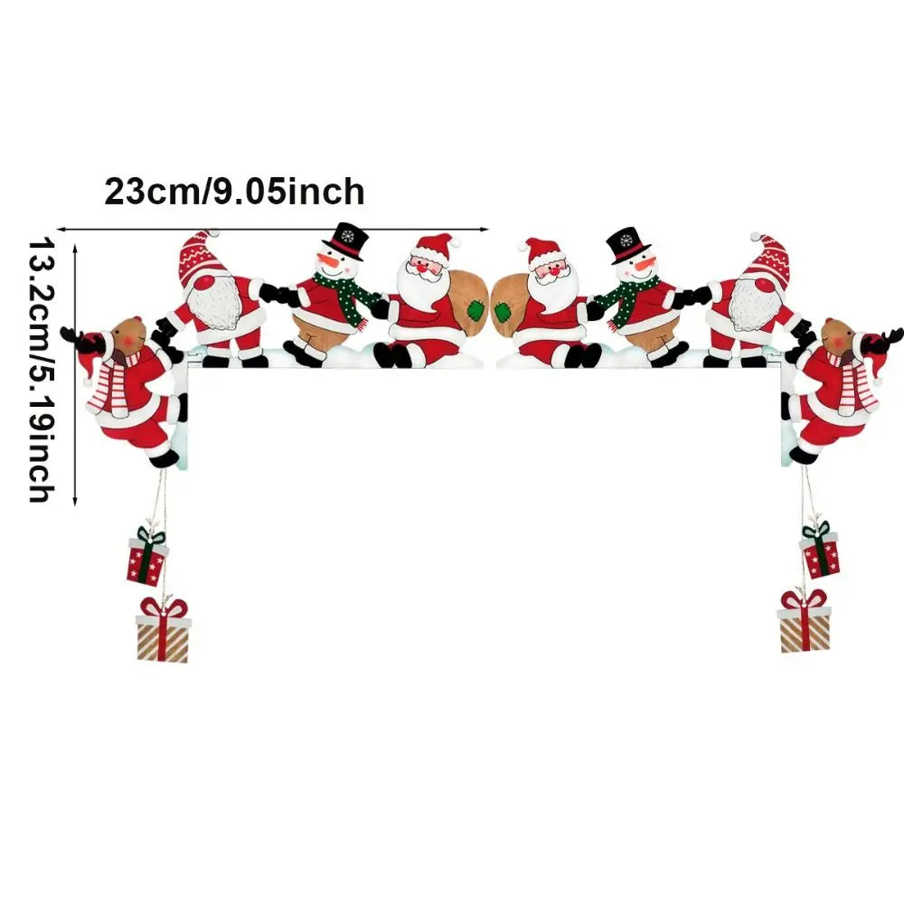 Wooden Holiday Door Frame Décor – Santa, Snowman, and Reindeer Design – Festive Wooden Pendant for Home, Party, and Seasonal Decoration - Home Fads