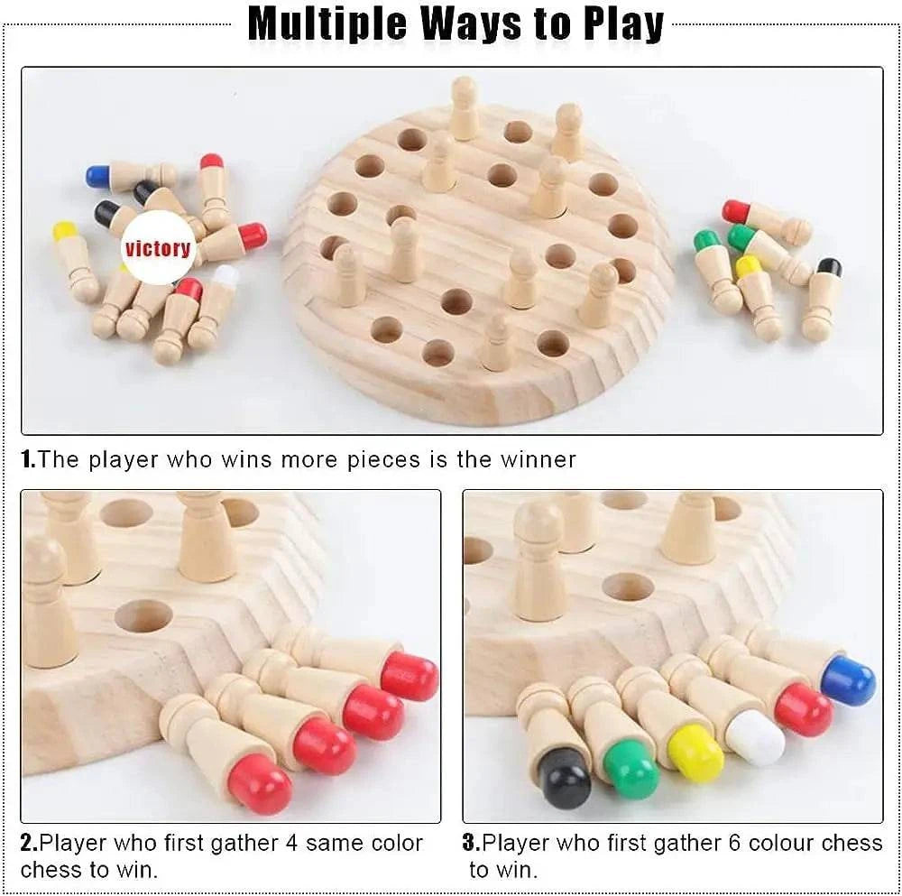 Wooden Memory Match Board Game - Educational Montessori Toy for Cognitive Learning - Home Fads