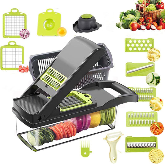 Fruits and Vegetable Chopper – 14-in-1 Mandoline Slicer, Cutter, and Grater – Multifunctional Kitchen Tool - Home Fads