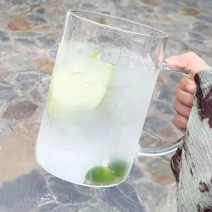 1-Liter Glass Tumbler with Lid and Straw - Versatile for Coffee Cup, Milk, Juice, Transparent Drinkware - Home Fads 