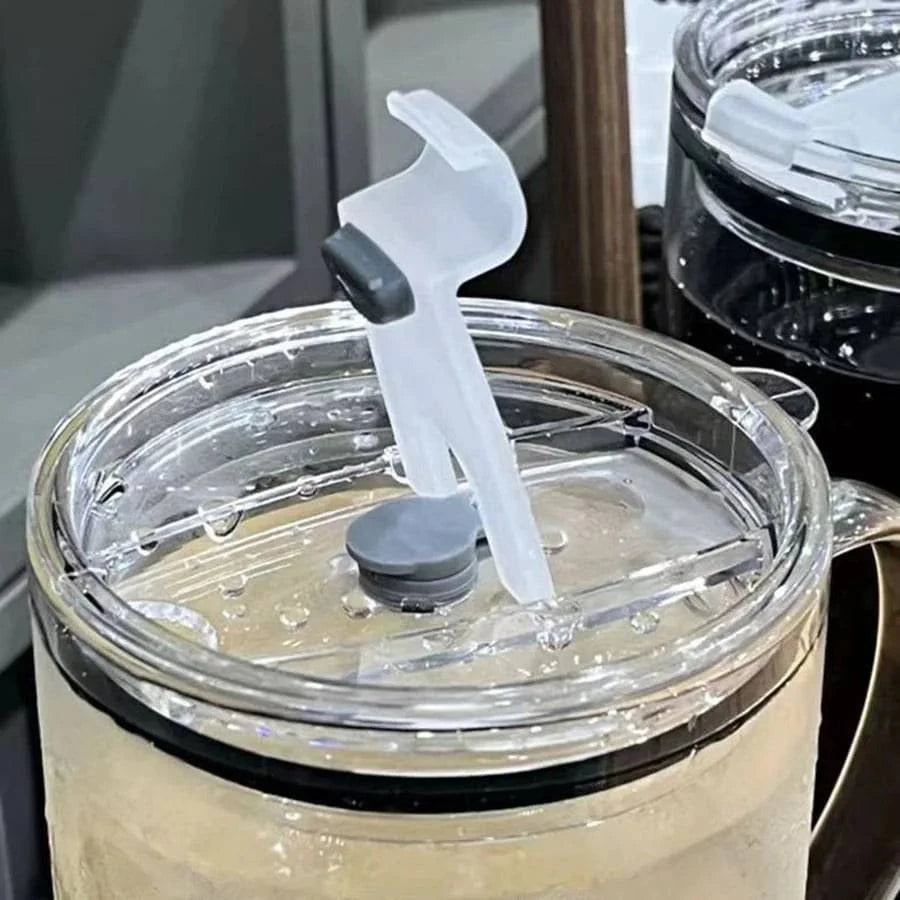 1-Liter Glass Tumbler with Lid and Straw - Versatile for Coffee Cup, Milk, Juice, Transparent Drinkware - Home Fads 