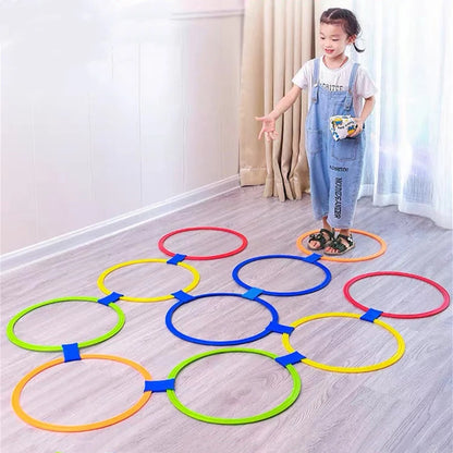 10 Interlocking Jump Hoops – Children’s Indoor & Outdoor Fitness and Agility Training Set with Connectors – 3 Sizes for Ages 2+ - Home Fads 