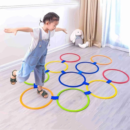 10 Interlocking Jump Hoops – Children’s Indoor & Outdoor Fitness and Agility Training Set with Connectors – 3 Sizes for Ages 2+ - Home Fads 