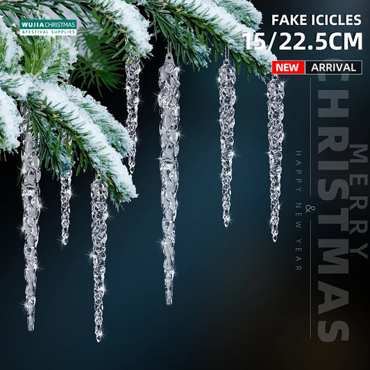 10-Piece Clear Acrylic Icicle Christmas Ornaments – Realistic Hanging Decorations for Christmas Trees, Winter Parties, and New Year Decor - Home Fads 