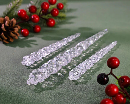 10-Piece Clear Acrylic Icicle Christmas Ornaments – Realistic Hanging Decorations for Christmas Trees, Winter Parties, and New Year Decor - Home Fads 