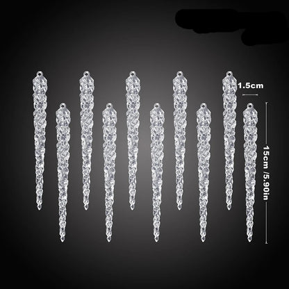 10-Piece Clear Acrylic Icicle Christmas Ornaments – Realistic Hanging Decorations for Christmas Trees, Winter Parties, and New Year Decor - Home Fads 