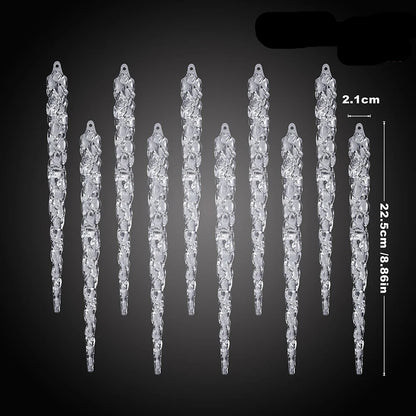 10-Piece Clear Acrylic Icicle Christmas Ornaments – Realistic Hanging Decorations for Christmas Trees, Winter Parties, and New Year Decor - Home Fads 