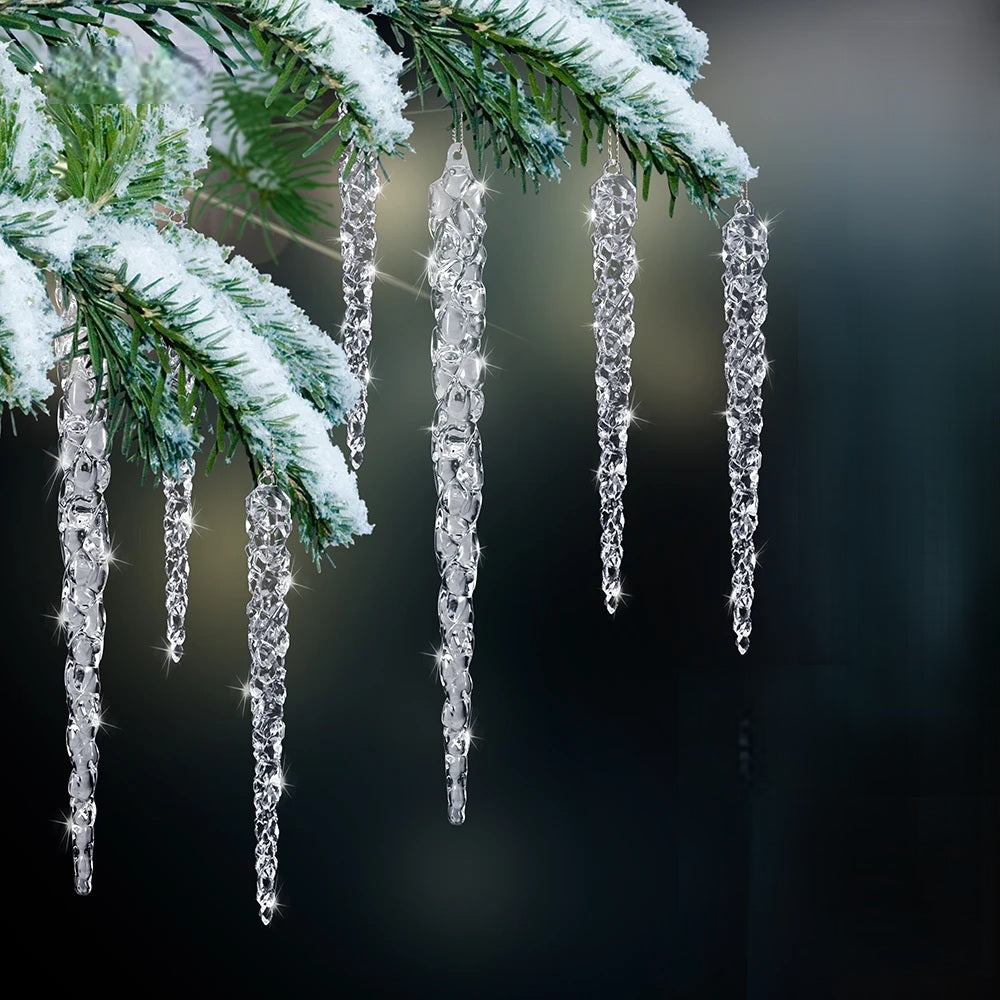 10-Piece Clear Acrylic Icicle Christmas Ornaments – Realistic Hanging Decorations for Christmas Trees, Winter Parties, and New Year Decor - Home Fads