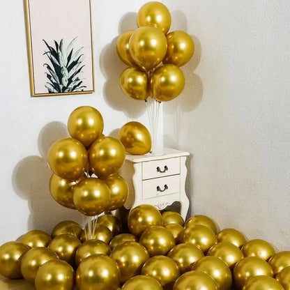 10-Piece Metallic Latex Balloon Set – Stylish Round Balloons in 5", 10", and 12" Sizes for Holiday, Wedding, and Event Decorations - Home Fads 