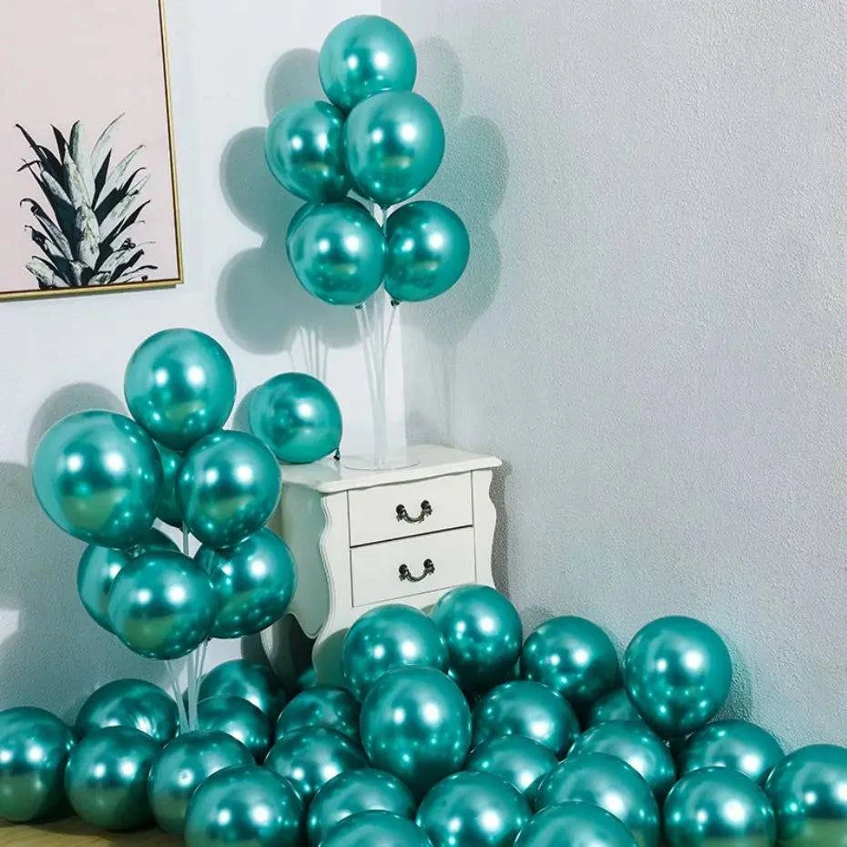 10-Piece Metallic Latex Balloon Set – Stylish Round Balloons in 5", 10", and 12" Sizes for Holiday, Wedding, and Event Decorations - Home Fads 