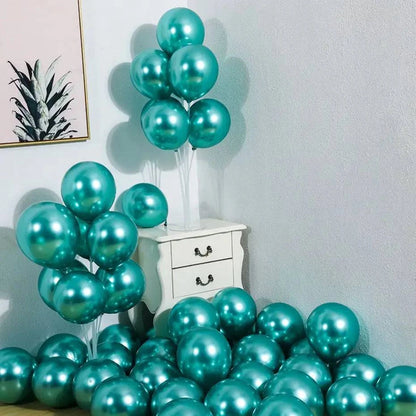 10-Piece Metallic Latex Balloon Set – Stylish Round Balloons in 5", 10", and 12" Sizes for Holiday, Wedding, and Event Decorations - Home Fads 