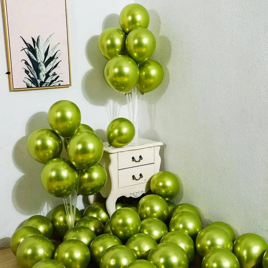 10-Piece Metallic Latex Balloon Set – Stylish Round Balloons in 5", 10", and 12" Sizes for Holiday, Wedding, and Event Decorations - Home Fads 