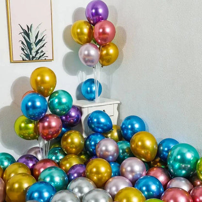 10-Piece Metallic Latex Balloon Set – Stylish Round Balloons in 5", 10", and 12" Sizes for Holiday, Wedding, and Event Decorations - Home Fads 