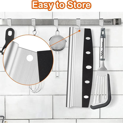 14-inch Stainless Steel Pizza Rocker Cutter - Versatile Tool for Pizza, Cheese, Cake, Bread, Herbs, and More - Home Fads 