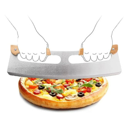 14-inch Stainless Steel Pizza Rocker Cutter - Versatile Tool for Pizza, Cheese, Cake, Bread, Herbs, and More - Home Fads 