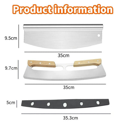 14-inch Stainless Steel Pizza Rocker Cutter - Versatile Tool for Pizza, Cheese, Cake, Bread, Herbs, and More - Home Fads 