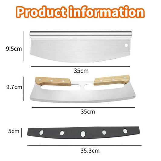 14-inch Stainless Steel Pizza Rocker Cutter - Versatile Tool for Pizza, Cheese, Cake, Bread, Herbs, and More - Home Fads 