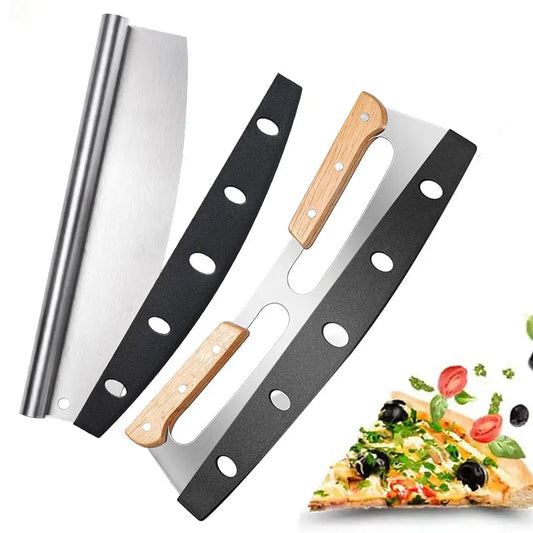 14-inch Stainless Steel Pizza Rocker Cutter - Versatile Tool for Pizza, Cheese, Cake, Bread, Herbs, and More - Home Fads 