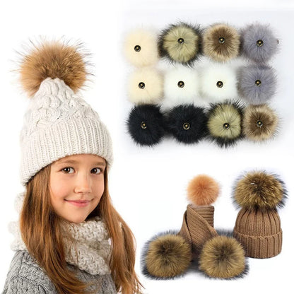 2-Pack Faux Fox Fur Pompoms – 12 cm Soft Snap-On Fluffy Balls for DIY Hats, Shoes, Crafts & Beanie Accessories - Home Fads 
