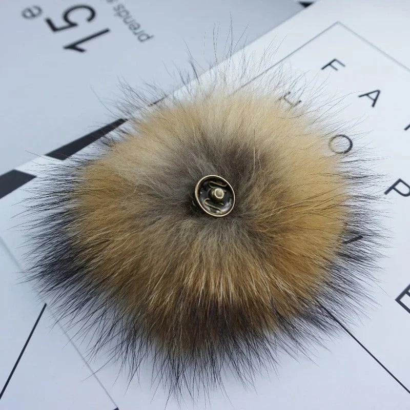 2-Pack Faux Fox Fur Pompoms – 12 cm Soft Snap-On Fluffy Balls for DIY Hats, Shoes, Crafts & Beanie Accessories - Home Fads 