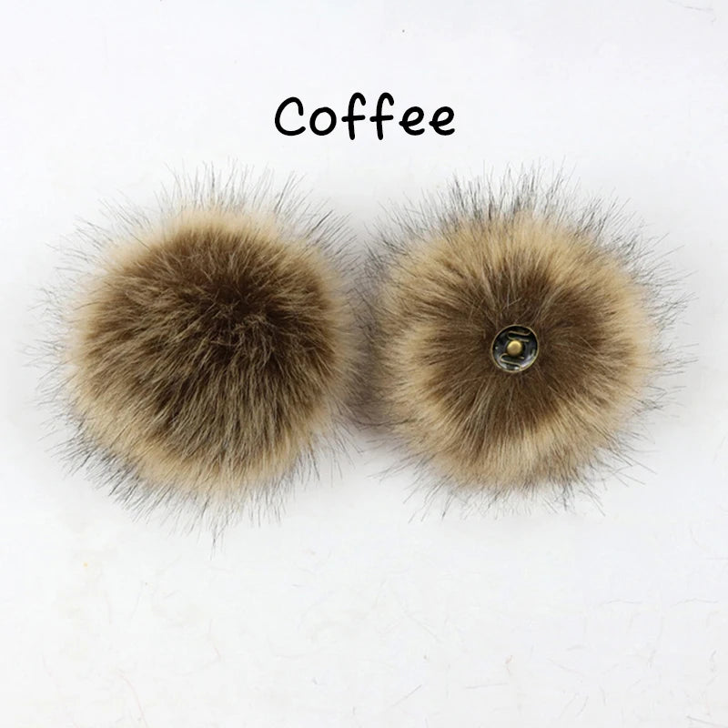 2-Pack Faux Fox Fur Pompoms – 12 cm Soft Snap-On Fluffy Balls for DIY Hats, Shoes, Crafts & Beanie Accessories - Home Fads 