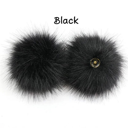 2-Pack Faux Fox Fur Pompoms – 12 cm Soft Snap-On Fluffy Balls for DIY Hats, Shoes, Crafts & Beanie Accessories - Home Fads 