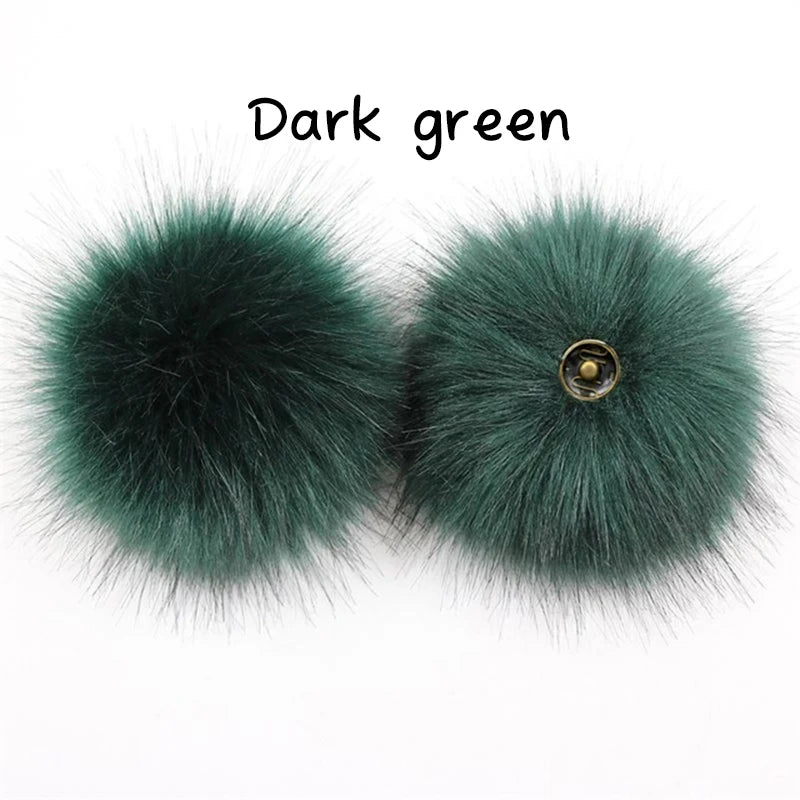 2-Pack Faux Fox Fur Pompoms – 12 cm Soft Snap-On Fluffy Balls for DIY Hats, Shoes, Crafts & Beanie Accessories - Home Fads 