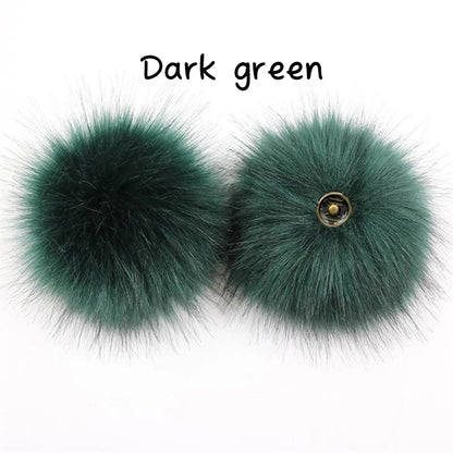 2-Pack Faux Fox Fur Pompoms – 12 cm Soft Snap-On Fluffy Balls for DIY Hats, Shoes, Crafts & Beanie Accessories - Home Fads 