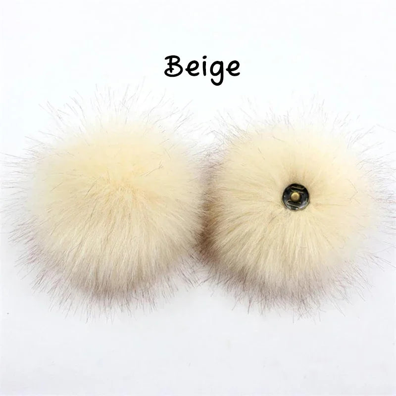 2-Pack Faux Fox Fur Pompoms – 12 cm Soft Snap-On Fluffy Balls for DIY Hats, Shoes, Crafts & Beanie Accessories - Home Fads 