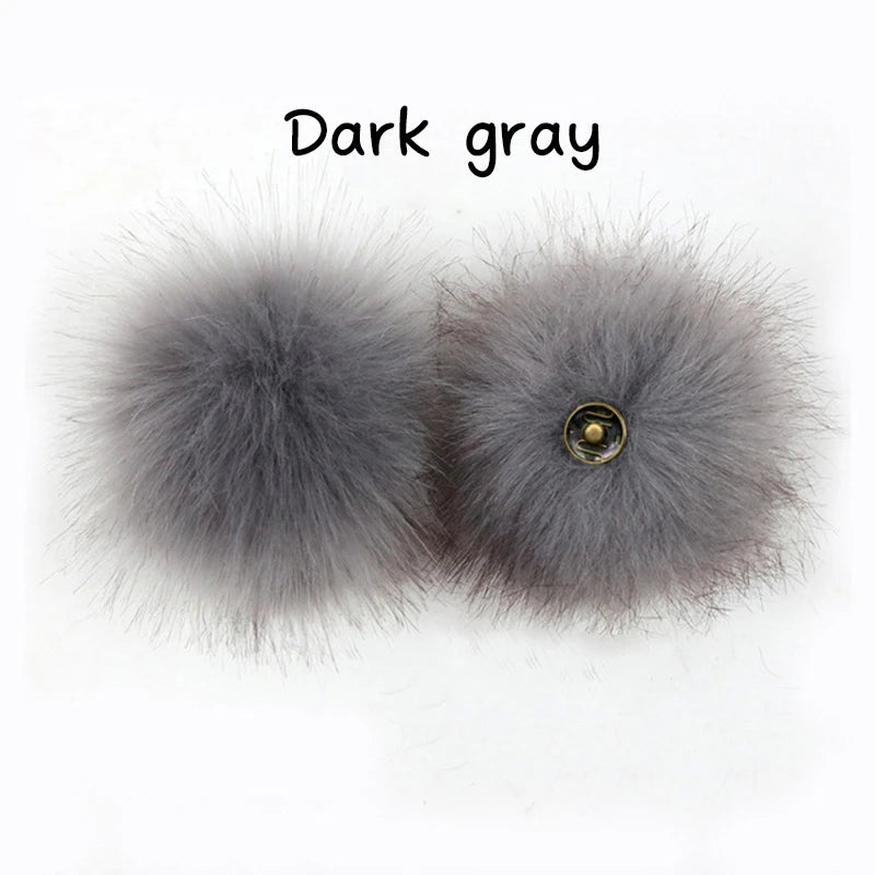 2-Pack Faux Fox Fur Pompoms – 12 cm Soft Snap-On Fluffy Balls for DIY Hats, Shoes, Crafts & Beanie Accessories - Home Fads 
