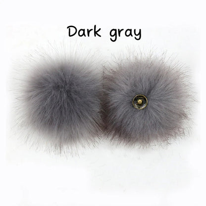 2-Pack Faux Fox Fur Pompoms – 12 cm Soft Snap-On Fluffy Balls for DIY Hats, Shoes, Crafts & Beanie Accessories - Home Fads 