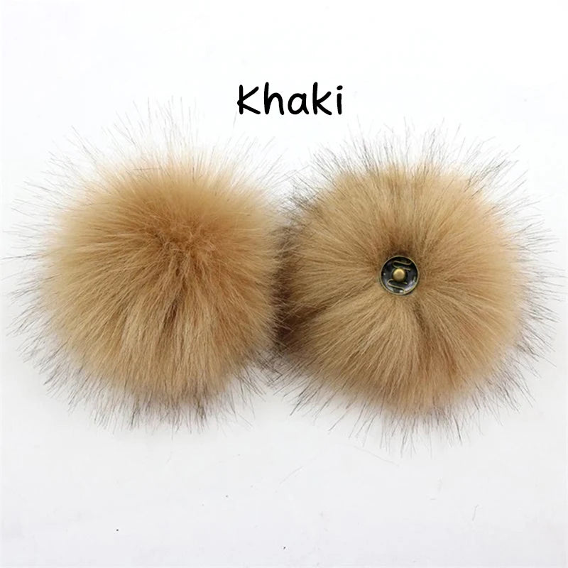 2-Pack Faux Fox Fur Pompoms – 12 cm Soft Snap-On Fluffy Balls for DIY Hats, Shoes, Crafts & Beanie Accessories - Home Fads 