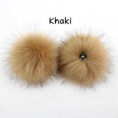 2-Pack Faux Fox Fur Pompoms – 12 cm Soft Snap-On Fluffy Balls for DIY Hats, Shoes, Crafts & Beanie Accessories - Home Fads 