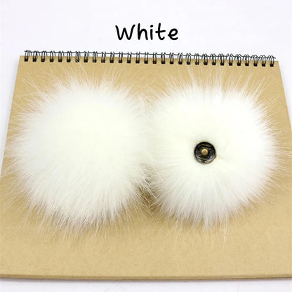 2-Pack Faux Fox Fur Pompoms – 12 cm Soft Snap-On Fluffy Balls for DIY Hats, Shoes, Crafts & Beanie Accessories - Home Fads 