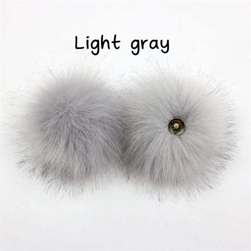 2-Pack Faux Fox Fur Pompoms – 12 cm Soft Snap-On Fluffy Balls for DIY Hats, Shoes, Crafts & Beanie Accessories - Home Fads 