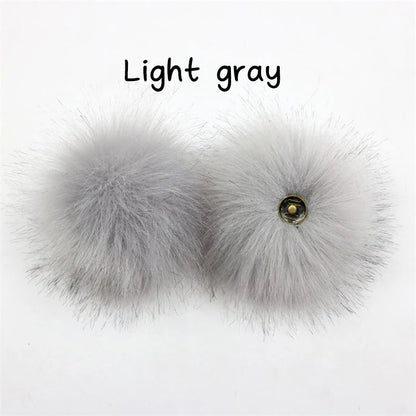 2-Pack Faux Fox Fur Pompoms – 12 cm Soft Snap-On Fluffy Balls for DIY Hats, Shoes, Crafts & Beanie Accessories - Home Fads 