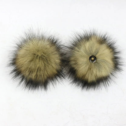 2-Pack Faux Fox Fur Pompoms – 12 cm Soft Snap-On Fluffy Balls for DIY Hats, Shoes, Crafts & Beanie Accessories - Home Fads 