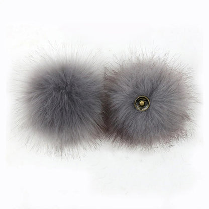 2-Pack Faux Fox Fur Pompoms – 12 cm Soft Snap-On Fluffy Balls for DIY Hats, Shoes, Crafts & Beanie Accessories - Home Fads 